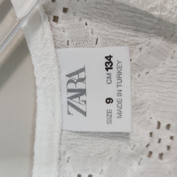 Zara Girls White Eyelet Balloon Short Sleeve Blouse, Size 9 ~ EUC - Picture 3 of 9